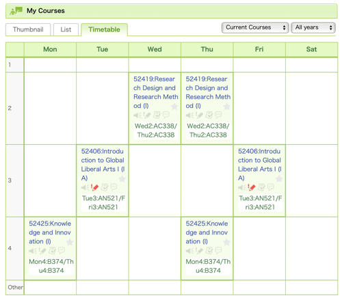 picture of weekly timetable for semester 2 - GLA Saiham