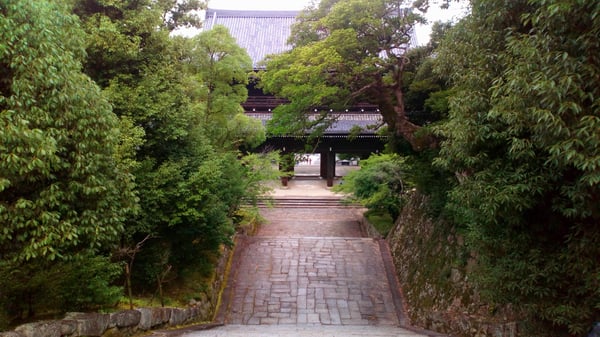 Looking down at the Sanmon from the top of the steps