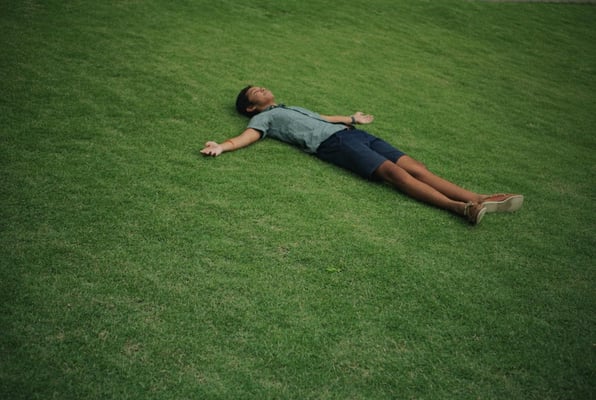 Author resting on grass